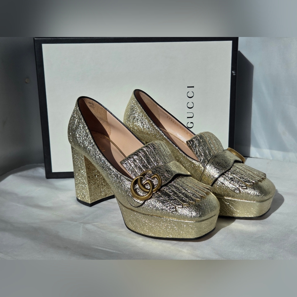 Gucci Gold Metallic Women's Loafers